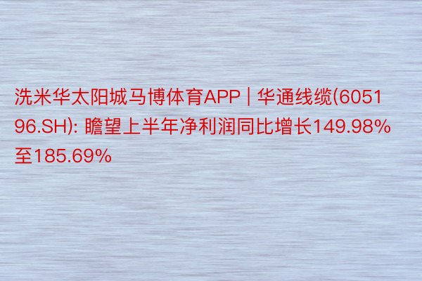 洗米华太阳城马博体育APP | 华通线缆(605196.SH): 瞻望上半年净利润同比增长149.98%至185.69%