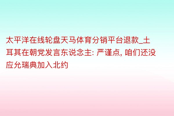 太平洋在线轮盘天马体育分销平台退款_土耳其在朝党发言东说念主: 严谨点， 咱们还没应允瑞典加入北约