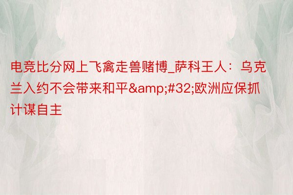 电竞比分网上飞禽走兽赌博_萨科王人：乌克兰入约不会带来和平&#32;欧洲应保抓计谋自主