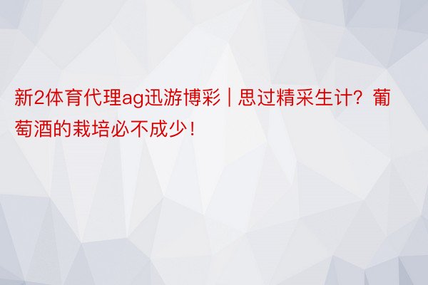 新2体育代理ag迅游博彩 | 思过精采生计？葡萄酒的栽培必不成少！